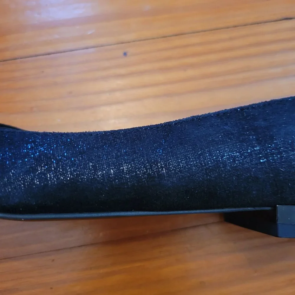 Donald Pliner 6.5M Metallic Velvet Black Suede Leather Flats Shoes Pointed Toe P